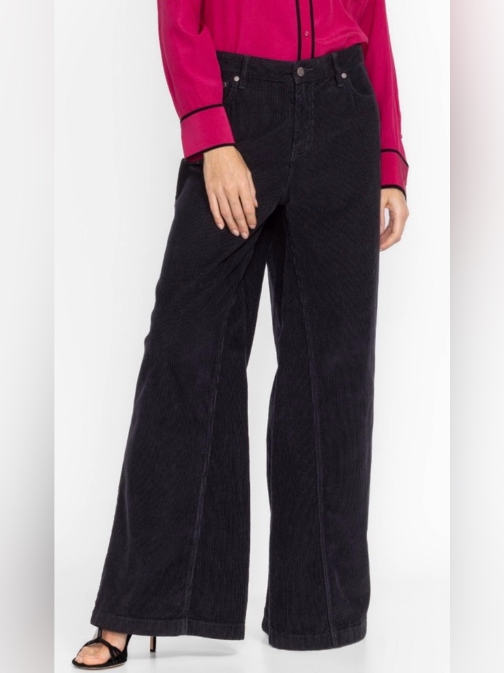 NWT Johnny Was SUKI Wide Leg High Rise Corduroy Jeans Pants - Black - Sz 31